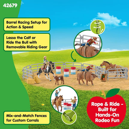 Schleich Farm World - 48Pc Rodeo Show Playset - Kids Ages 3+ | 42679