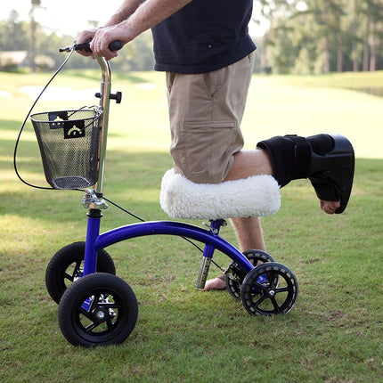 KneeRover Deluxe Synthetic Sheepskin Knee Walker Kneepad Cover with Thick Comfortable Padding