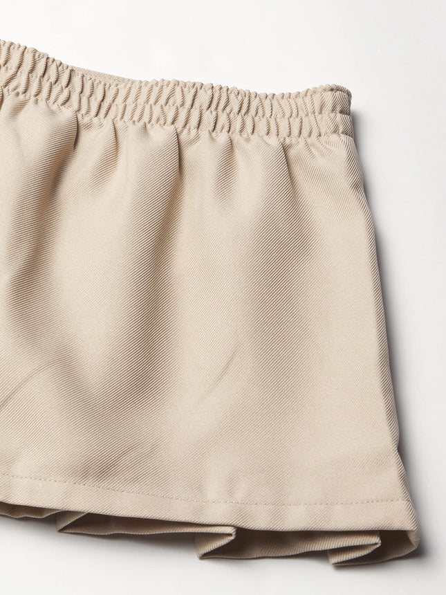 Nautica Girls' School Uniform Pleated Scooter Skirt, Khaki Ruffle, 4