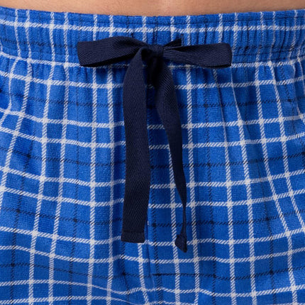 Izod Men's Silky Fleece Pyjama Bottoms, Blue/Yellow Chequered, XXL