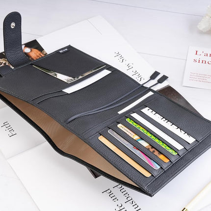 Ox Knight B6 Leather Planner Cover for Stalogy, Midori, Leuchtturm1917, and More - with Pen Loop, Card Slots, Back Pocket, and Bookmarks (Black)