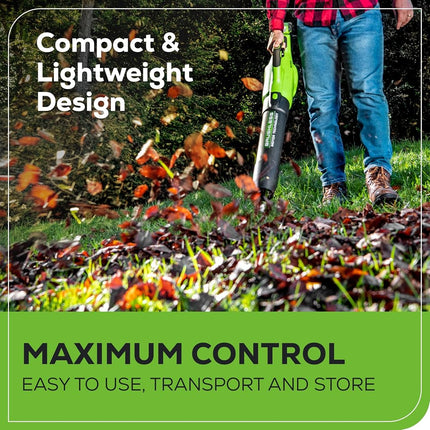 Greenworks 40V (130 MPH / 550 CFM / 75+ Compatible Tools) Cordless Brushless Axial Leaf Blower, 4.0Ah Battery and Charger Included