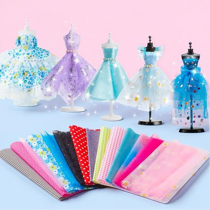 Klever Kits 400+PCS Fashion Design Crafts for Kids, Art and Crafts, DIY Sewing Kits with 3 Mannequins for Girls Aged 8-12, Birthday Presents, Toys for Kids