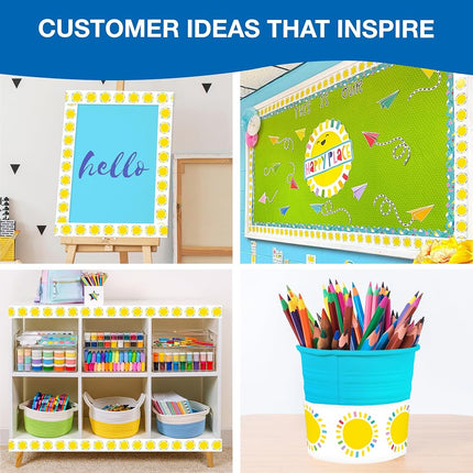 Carson Dellosa Happy Place 65Ft of Sun Bulletin Board Borders, 1 Roll of Sunshine Trim for Rolling Whiteboard, Cork and Posterboard, Classroom Decor, Party, Spring, and Summer Decorations