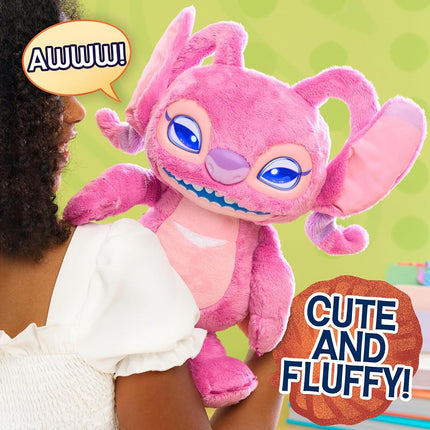 Just Play Disney Stitch Angel Many Moods 34 cm Interactive Plush, 50+ Sounds & Effects, Expressive LCD Eyes Show Her Moods, Toy for Fans, Girls, Boys, Kids 3 and Up
