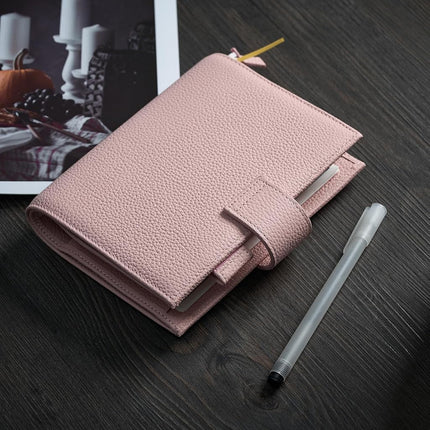 Ox Knight A6 Leather Planner Cover for Hobonichi, Stalogy, Midori Hibino, Leuchtturm1917, and More - with Pen Loop, Card Slots, Back Pocket, and Bookmarks (Pink)