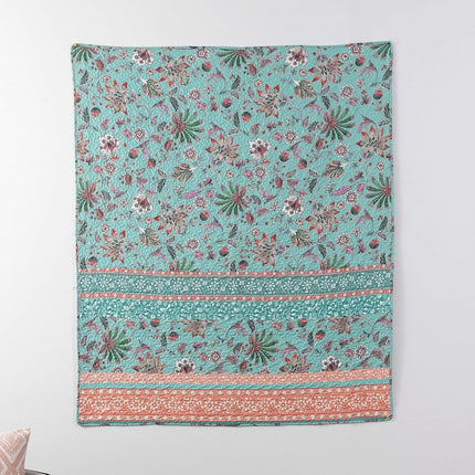Greenland Home Throw Blanket, Brushed Microfiber Shell 60%, 40% Polyester,Cotton Rich Fill, Turquoise, 50 x 60 Inches