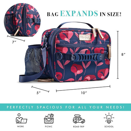 Fit & Fresh Josie Adult Insulated Lunch Bag - Women's Lunchbox or Lunch Tote - Navy