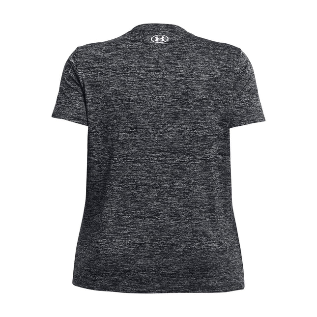 T-shirt à col en V et manches courtes Under Armour Tech pour femme, noir/blanc