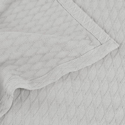 Superior Diamond Weave Blanket, 100% Cotton Cover for Home, Couch, Bed, Soft, Warm Blankets, Boho Aesthetic, Comfy, Cozy, and Cute Covers, Decorative Bedding Essentials, King, Platinum
