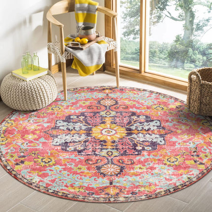 Lahome Bohemian Floral Medallion Round Rug - 4Ft H
