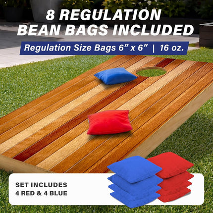 GoSports 4 x 2 ft Regulation Size Wood Cornhole Board Set - Red Oak Design, Includes 2 Boards, 8 Bean Bags, Carrying Case and Game Rules