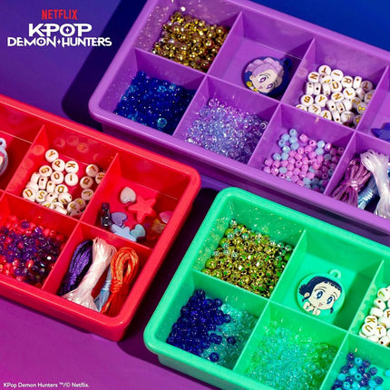 Kpop Demon Hunters™ Friendship Bracelet Kit, 3-Pack, Rumi, Mira & Zoey Bracelet Making Kits, Beads for Jewelry Making, Kpop Charms & Travel-Friendly Bead Case, Official K Pop Demon Hunters Merch