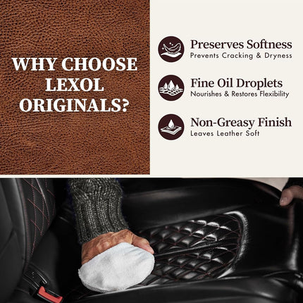 Lexol All Leather Conditioner for Car Seats and Interiors, Couches and Furniture, Shoes and Boots, Bags and Jackets, Baseball Gloves and Horse Saddles, and More, 16.9 oz Bottle (Step 2 of 2)