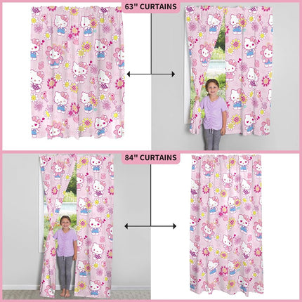 Franco Kids Room Window Curtains Drapes Set, 82 in x 84 in, Hello Kitty