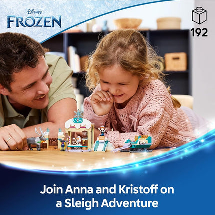 LEGO ǀ Disney Frozen Anna’s Sleigh Adventure, Hot Chocolate Stand with a Kristoff Minidoll, plus Olaf and Sven Figures, Princess Building Toy for 4+ Year Old Girls 43256