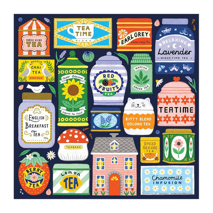 Galison Spot Of Tea – 500 Piece Jigsaw Puzzle Featuring Charming Illustrations Of A Variety Of Tea Packets From Around The World