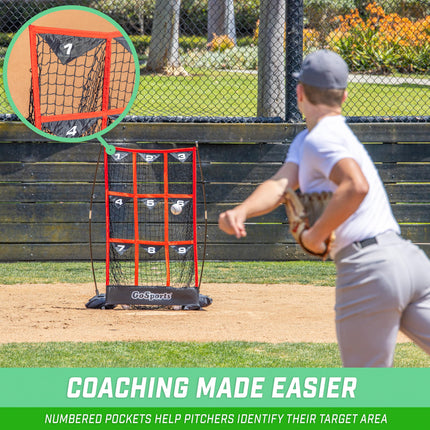 GoSports 9 Hole Béisbol y Sóftbol Red de Diana para Zonas de Strike - 49 x 30 Pulgadas