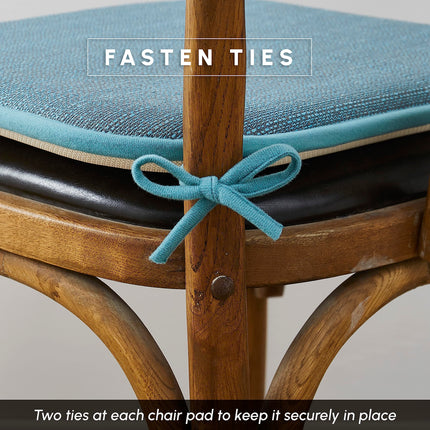 Elegant Comfort 2 Pack Chair Cushion Covers - Skid-Proof Rubber Backing - 16 x 16 Inch - Thick Dining Square Shape Seat Covers - Comfortable Textured Chair Pads with Ties - Mosaic Pattern, Aqua
