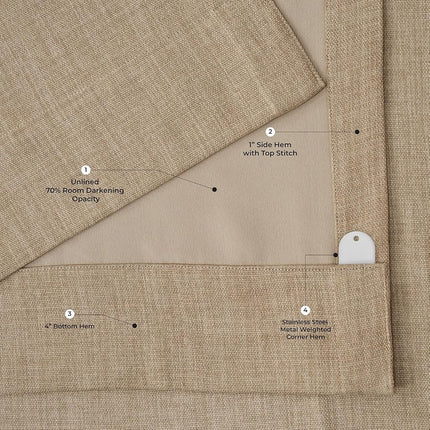 HPD Half Price Drapes Cortinas opacas de lino sintético texturizado para dormitorio de 120 pulgadas de largo (1 panel), cortinas extra anchas de 100 pulgadas de ancho x 120 pulgadas de largo para sala de estar, decoración del hogar, color Nomad Tan