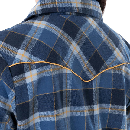Wrangler Women's Mid-Length Flannel Sleep Shirt Dress Nightgown, Blue Chequered, L