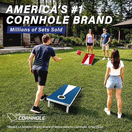 GoSports 4 x 2 ft Regulation Size Wood Cornhole Board Set - Rustic Wood Design, Includes 2 Boards, 8 Bean Bags, Carrying Case and Game Rules