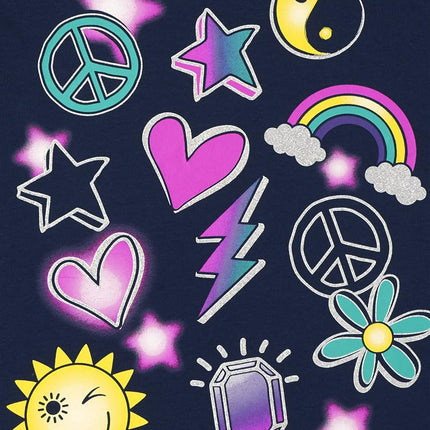 The Children's Place Girls Short Sleeve Graphic T-Shirt, Love/Doodle/Happy/Peace, Large