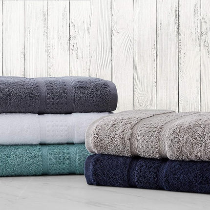 Nautica - Bath Towels, 100% Soft & Absorbent Cotton Towels, Fade Resistant and Zero Twist Construction, Medium Weight Bathroom Towels (Oceane Grey, 6 Piece)