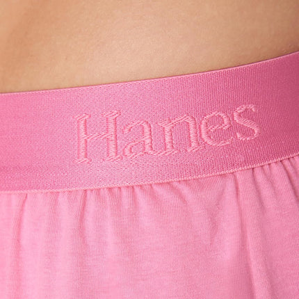 Hanes Women's Originals 2 Piece Lounge, Comfywear Supersoft Boxy T-Shirt & Sleep Shorts Loungewear Set, Parrot Pink/Parrot Pink, X-Large