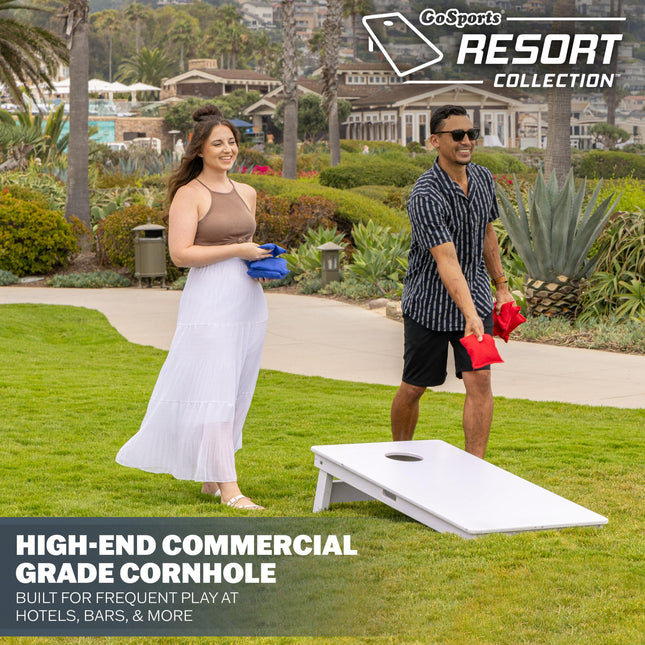 Juego de Cornhole GoSports de la colección Resort de 4 x 2 pies para todo clima - Tamaño reglamentario - Blanco DIY