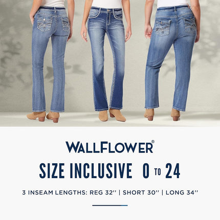 WallFlower Juniors Jeans básicos legendarios de corte de bota lavados en Katy Talla:0