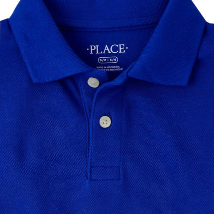 Polo de piqué de manga corta uniforme para niño The Children's Place, azul renovado, talla XXXG (robusto)