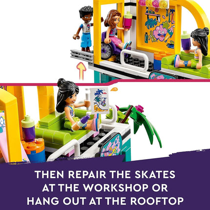 LEGO 41751 Friends Skate Park, Skateboard Toys for Kids, Girls and Boys Aged 6 Plus, Mini-Doll Playset with Toy Scooter and Wheelchair, Birthday Gift Idea, 2023 Characters