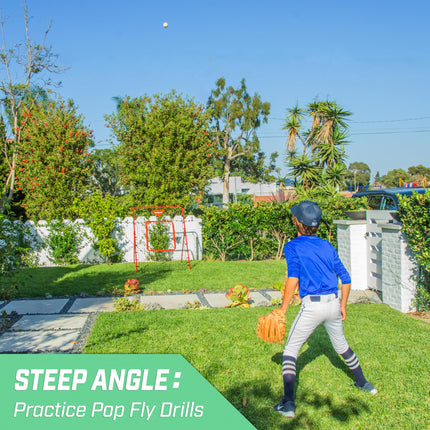 GoSports 6 ft x 3.5 ft Baseball & Softball Pitching and Fielding Rebounder Trainer - Adjustable Angle Pitch Back Return Net - Practice Grounders, Pop Flies, Line Drives