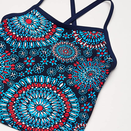 Kanu Surf Traje de baño de dos piezas tipo tankini con protección UPF 50+ para niñas Melanie, Melanie rojo/blanco/azul, 12