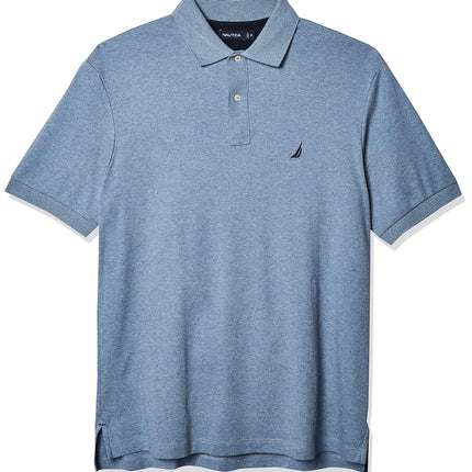 Nautica Men's Classic Fit Short Sleeve Solid Soft Cotton Polo Shirt, Deep Anchor Heather, 4X