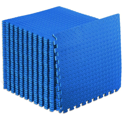 ProsourceFit Exercise Puzzle Mat 1/2-inch, EVA Interlocking Foam Floor Tiles for Home Gym, Workout Equipment, Kids Play Areas, Blue, 144 SQ FT - 36 Tiles