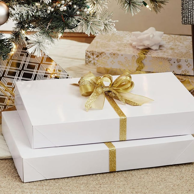 Hallmark Large Gift Boxes with Lids (12 X-Large Shirt Boxes for Sweaters or Robes) for Christmas, Hanukkah, Holidays, Father's Day, Birthdays and More, White