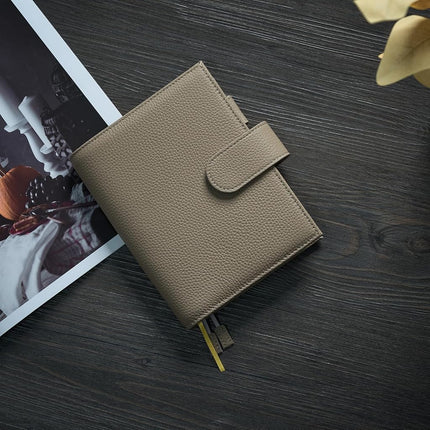 Ox Knight Leather A6 Notebook Cover - Deluxe Planner Cover Fits Hobonichi Techo, Stalogy, Midori MD Planner, and More - with Pen Loop, Card Slots, Back Pocket, and Bookmarks (Grey), 5.12Wx6.61L