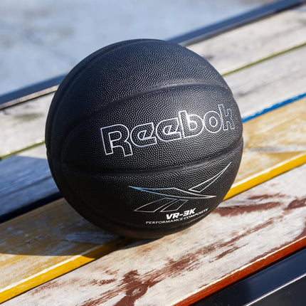 Ballon de basket officiel Reebok, cuir composite, prise antidérapante, maintien de forme constant, pompe et aiguille incluses, série VR-3K Noir