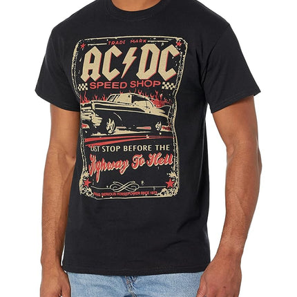 Liquid Blue Men's AC/DC Speed Shop T-Shirt, Black,