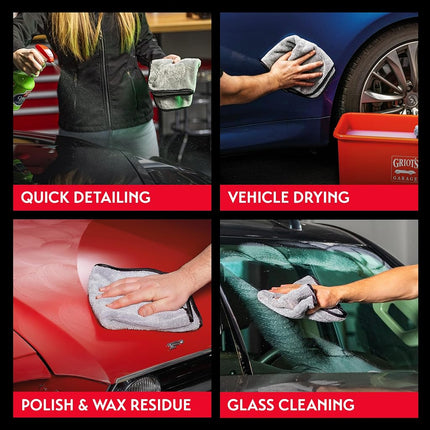 Griot's Garage PFM Terry Weave Microfiber Towel for Car Cleaning, Drying and Polishing, Vehicle Detailing, Scratch-Free, 16” x 16”, Set of 2, 55586