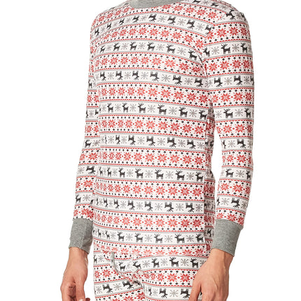 Fruit of the Loom Men's Recycled Waffle Thermal Underwear Set (Top and Bottom), Fair Isle White, 2X