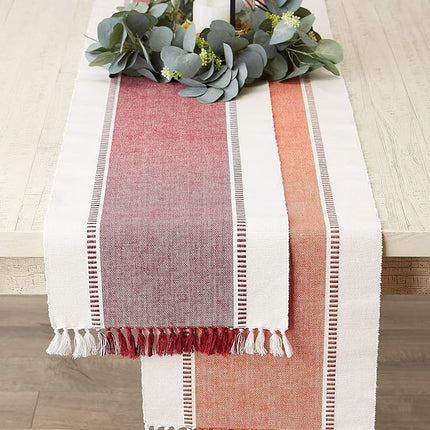 DII Woven Table Runner, Cotton, Redwood, 13x72 (13x77.5, Fringe Included)