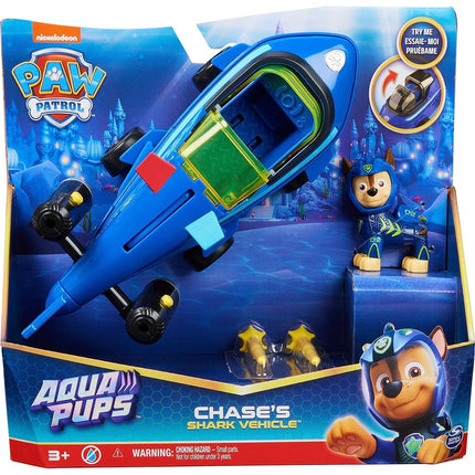 PAW Patrol, Aqua Pups Basic Vehicle Toy Car in Shark Design with Chase Puppy Figure, Toy Suitable for Children from 3 Years