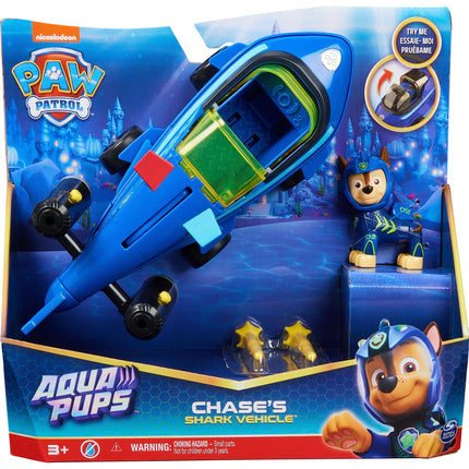 PAW Patrol, Aqua Pups Basic Vehicle Toy Car in Shark Design with Chase Puppy Figure, Toy Suitable for Children from 3 Years