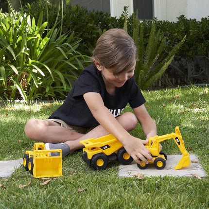 Caterpillar 82360 Construction Vehicles Mini Crew 3 Pack-Dump Truck, Wheel Loader, & Excavator, Yellow