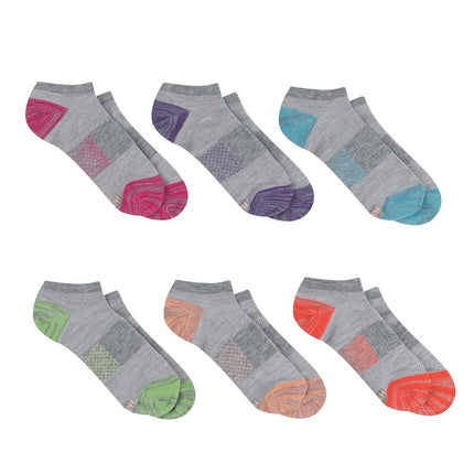 Calcetines Hanes de mujer, ligeros, transpirables, invisibles, paquete de 6 pares, diseño de acento rosa/gris, talla de zapato: 5-9