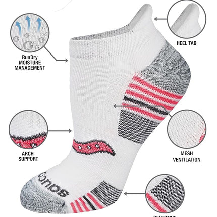 Saucony Women's Performance Heel Tab Athletic Socks (8, Grey Fashion (16 Pairs), Shoe Size: 5-7