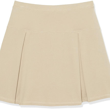 IZOD Girls' School Uniform Pull-on Scooter Skirt with Undershorts, Knit Waistband & Functional Pockets, Wrinkle Resistant, Khaki Performance, 16